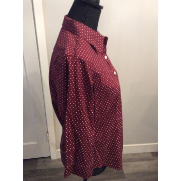 L.L. Bean Small S Wrinkle Free Wine Print blouse Womens - Picture 3 of 5